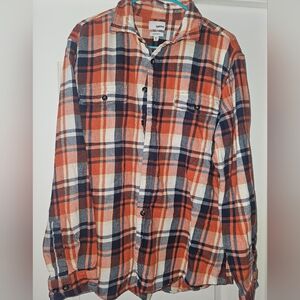 Sonoma Orange and Navy Plaid Shirt XL